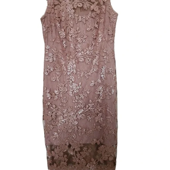 NWT Tadashi Shoji Blush Antique Pink Lace Cocktail Dress SIZE 8 - Picture 8 of 16